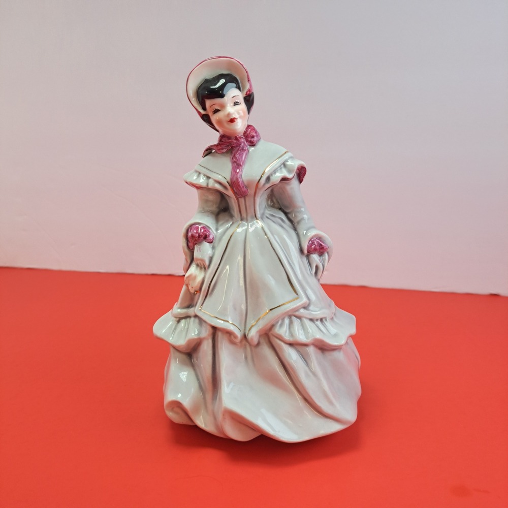Florence Ceramic Melanie Figurine Pasadena Grey Magenta Excellent Victorian Lady